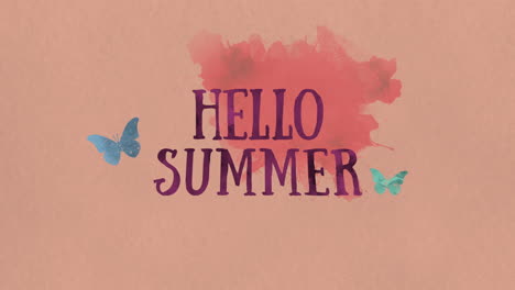 Hello-Summer-with-butterfly-on-paint-texture