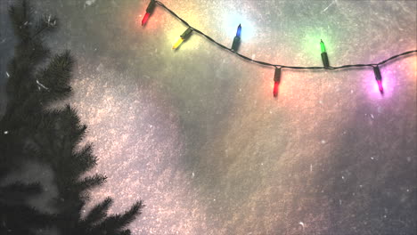 animated closeup colorful garland and christmas green tree branches 6