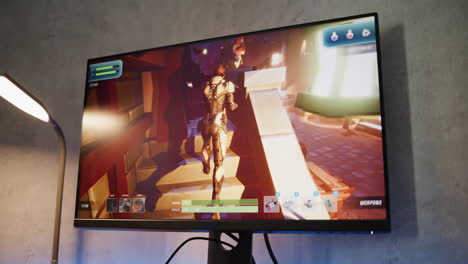 video game gameplay on computer monitor