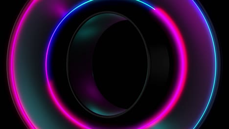 abstract seamless loop of 3d render neon circle. círculos de neón azules y púrpuras abstracto futurista de fondo de movimiento de alta tecnología loop seamless. video animación 3d ultra hd 4k.
