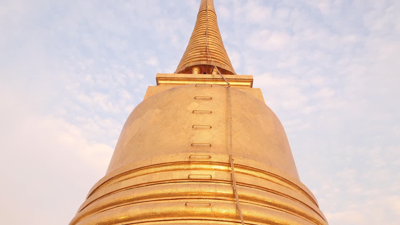 golden pagoda on top of the golden mount in the Rattanakosin old town of Bangkok, Thailand
