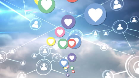 animación de iconos de redes sociales en las nubes