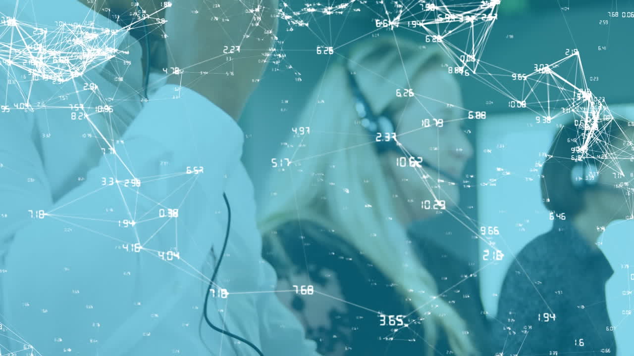 전화 헤드 ⁇ 을 사용하는 사람들을 통해 연결 네트워크의 애니메이션