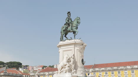 bronze statue of king jose i at the center of terreiro do paco in lisbon, portugal