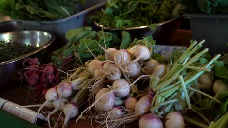 various vegetables sit on display