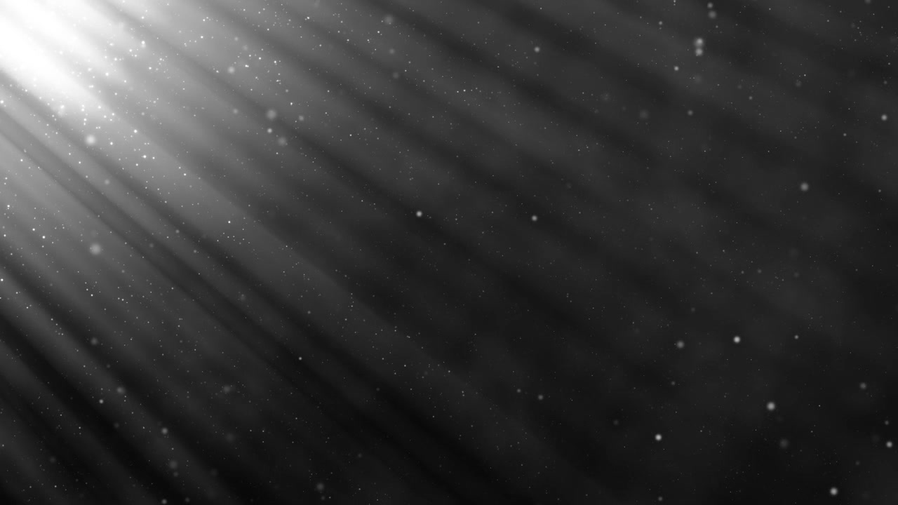 Ethereal light beams in a dark, dusty atmosphere, loopable dramatic and mesmerizing background with slow motion smoke animation