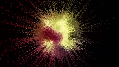 un punto abstracto creativo y dinámico brillante y borroso de forma compleja reunido a partir de partículas en bucle