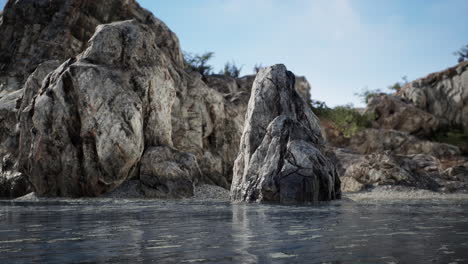 basalt rocks in the ocean