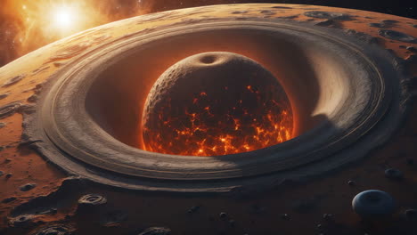 molten core planet in space