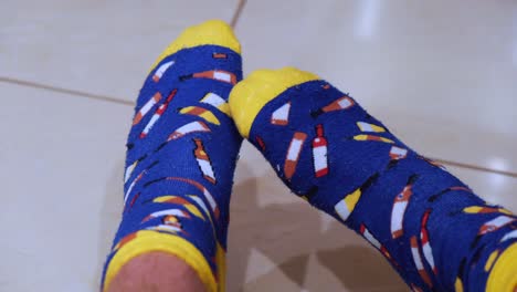 person wearing patterned socks