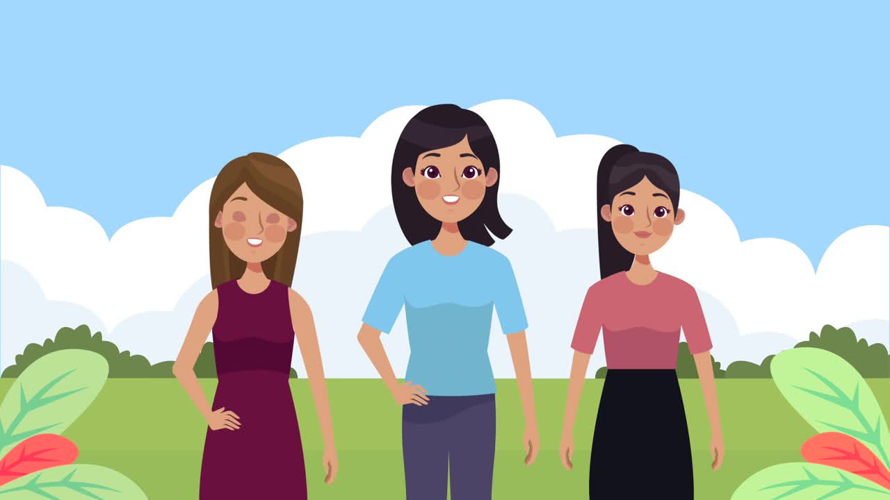 캠프의 어린 소녀 캐릭터 애니메이션