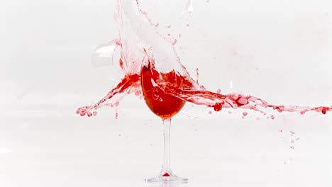 Zerbrechen-Des-Glases-Rotwein-In-Zeitlupe-Auf-Weißem-Hintergrund.-Aufgenommen-Mit-Super-Zeitlupenkamera-1000-Fps.