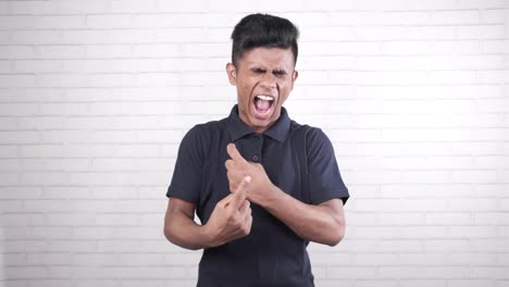 excited young man with various expressions