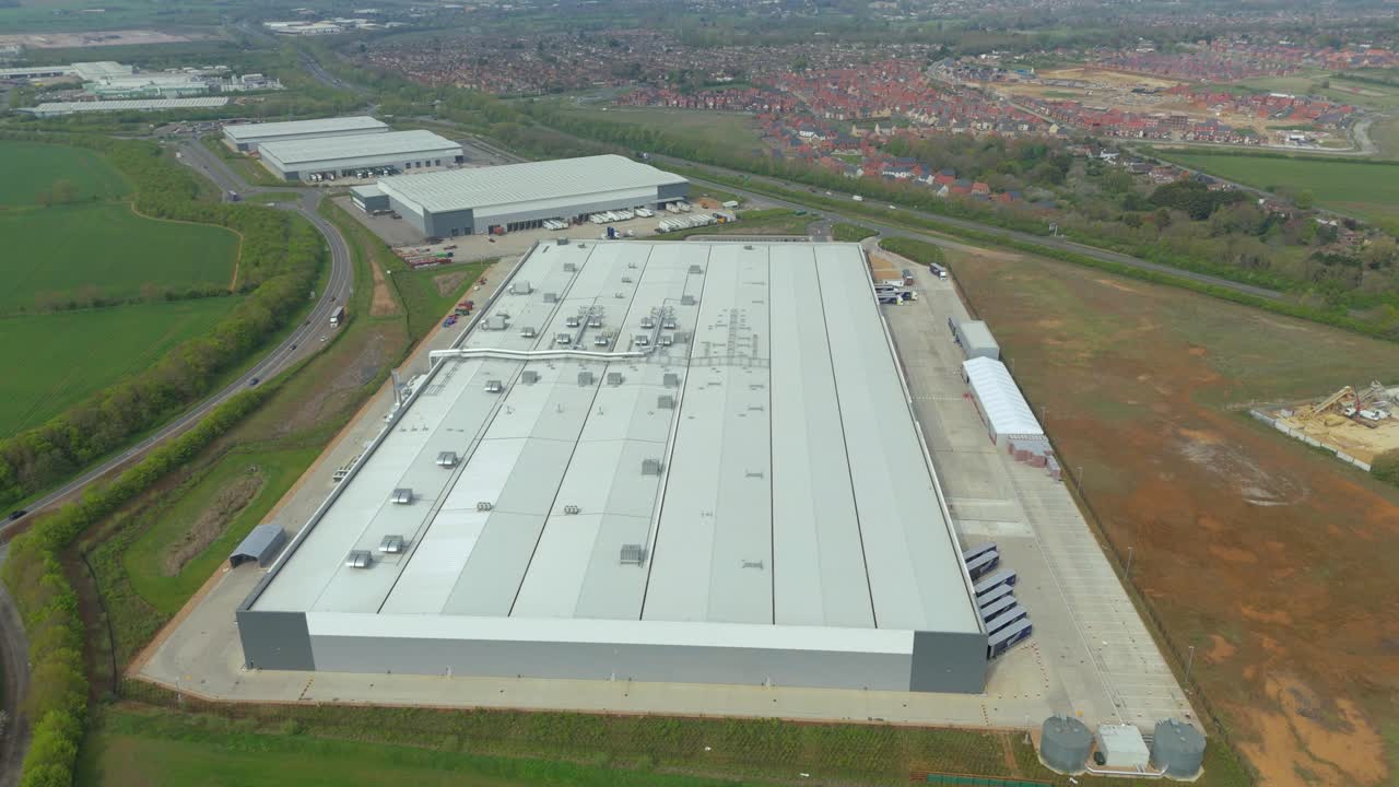 Manufacturing and Logistics Infrastructure in East Midlands England Aerial Shot