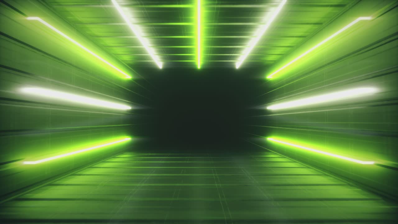 túnel verde y blanco de neón