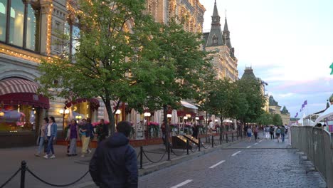 gum shopping center, red square, moscow, russia. evening walk on the red square