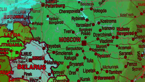 map of russia and belarus showing major cities
