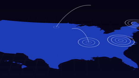 blue map shows global communication network expansion with white circles.