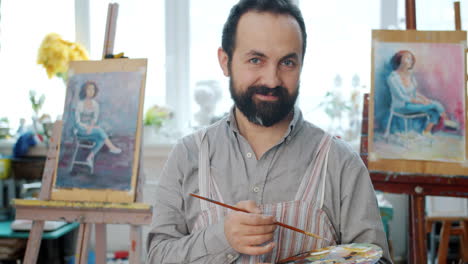 portrait artist in studio