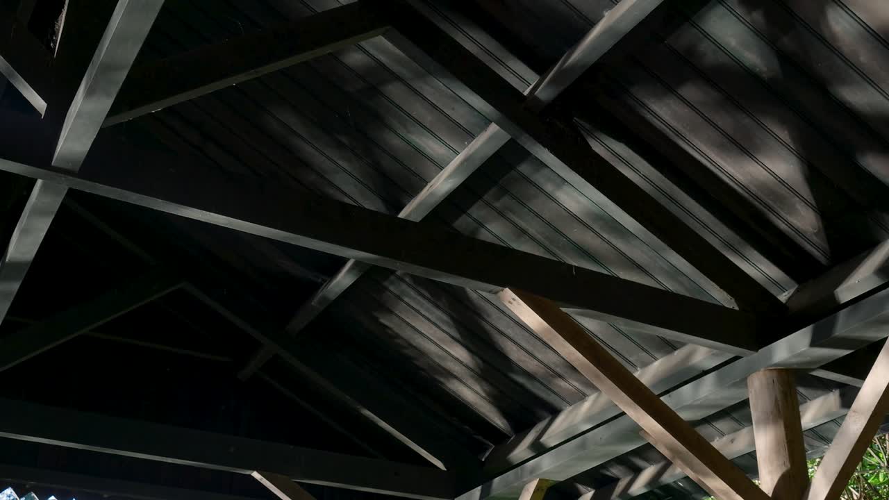 Interior View of a Wooden Ceiling