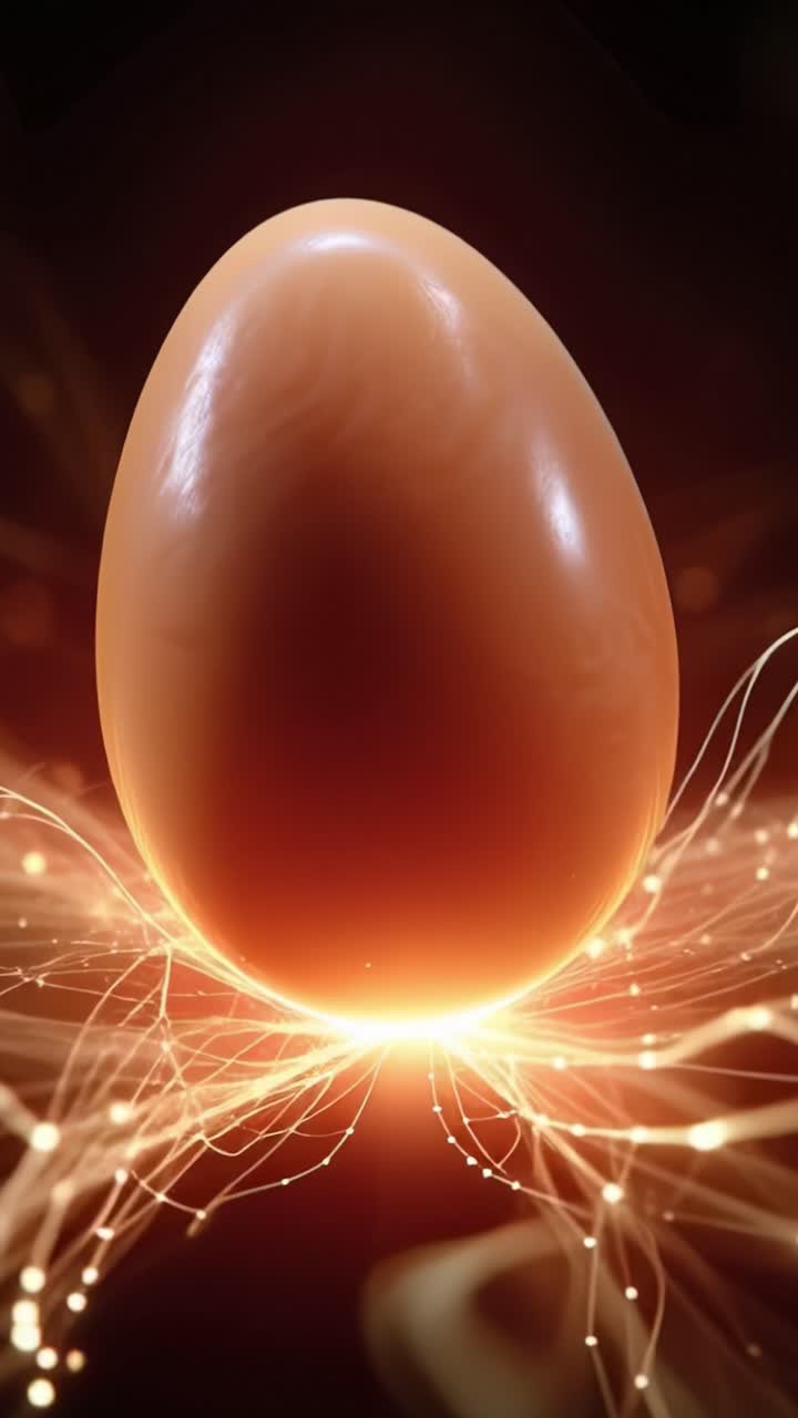 A luminous egg glowing in an ethereal light, surrounded by sparks and vibrant energy that captivates the viewer with its mesmerizing aura of creation and potential