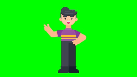 animación de un niño de pie explicando algo.