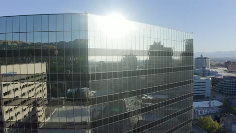 aerial view of a corporate looking wework office building in downtown salt lake city