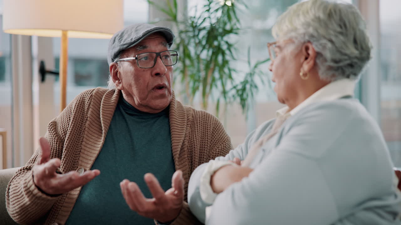 Elderly couple in conversation