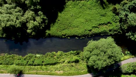 birdseye view of the river stour in canterbury in 4k