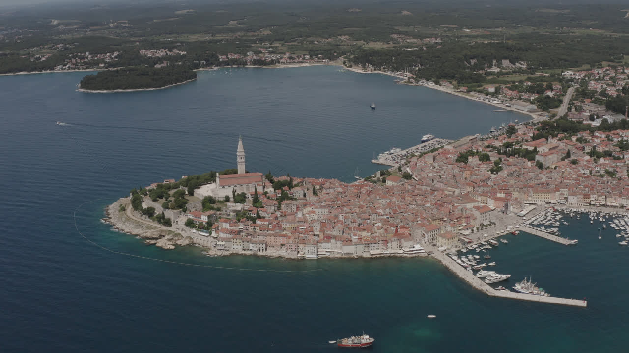 Aerial View of a Coastal Town in Croatia