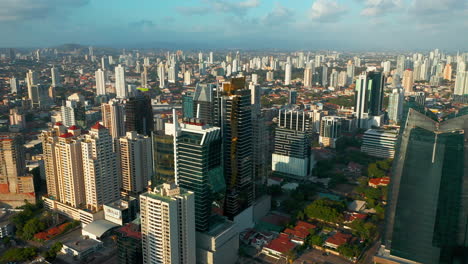 aerial view of panama city skyline with high-rise buildings and skyscrapers in panama