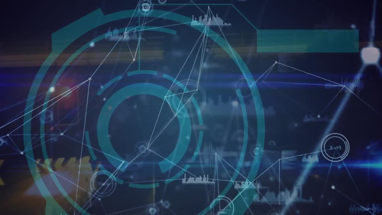 Animation of network of connections over fast traffic and globe