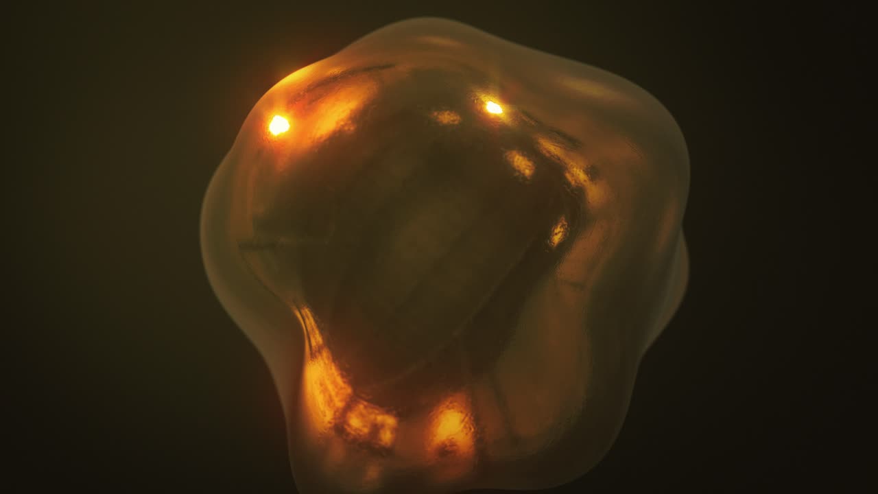 Shiny Gold Sphere Blobbing With Reflections