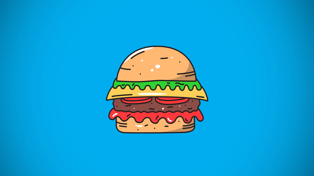 animación del icono de la hamburguesa moviéndose sobre un fondo azul