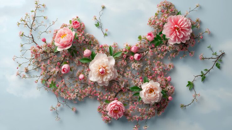 Composizione floreale con peonie e fiori