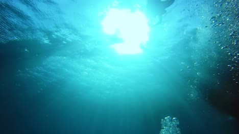 air bubbles moving up from underwater