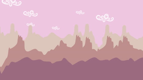 cartoon animation background with mountain and clouds 2