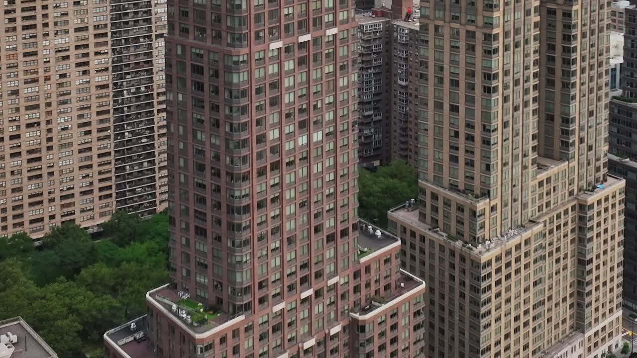 Drone view of residential buildings in New York City