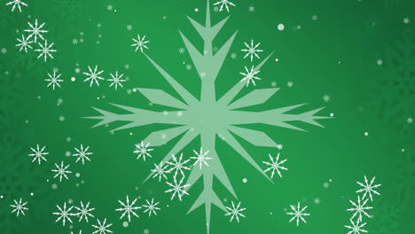 animación de la nieve cayendo sobre la ventana y el fondo verde