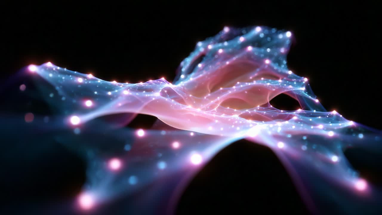 A Stunning Visualization of Abstract Light Waves in Motion, Exhibiting a Captivating Blend of Colors and Patterns as They Flow and Interact, Creating an Ethereal and Dreamlike Atmosphere within a Dark Background