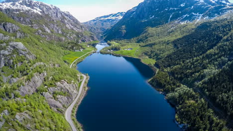 aerial footage beautiful nature norway.