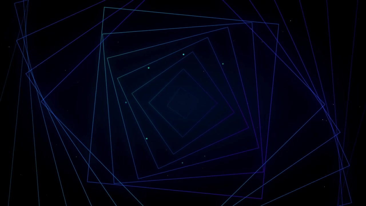Abstract Tunnel of Rotating Neon Squares