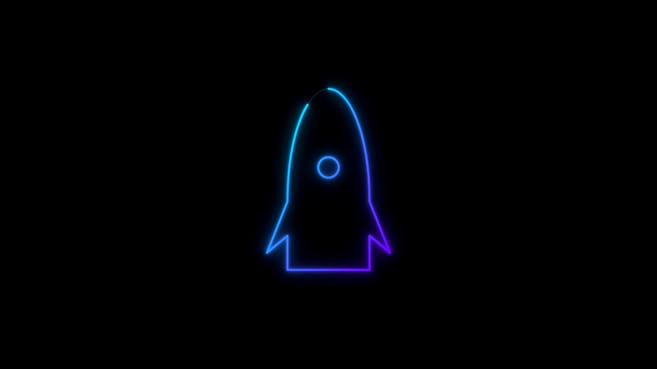 Neon Outline of a Rocket Ship Animation