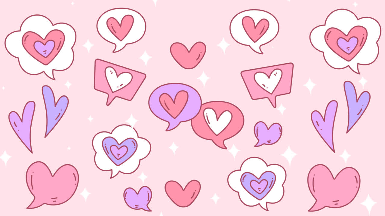 gráfico de movimiento de la mano dibujada conversación corazones ilustración