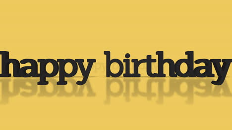 tarjeta de cumpleaños vibrante letras negras de feliz cumpleaños en fondo amarillo en patrón diagonal