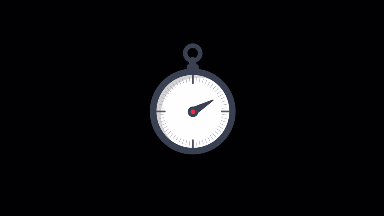 Animated Stopwatch Measuring Time on Black Background