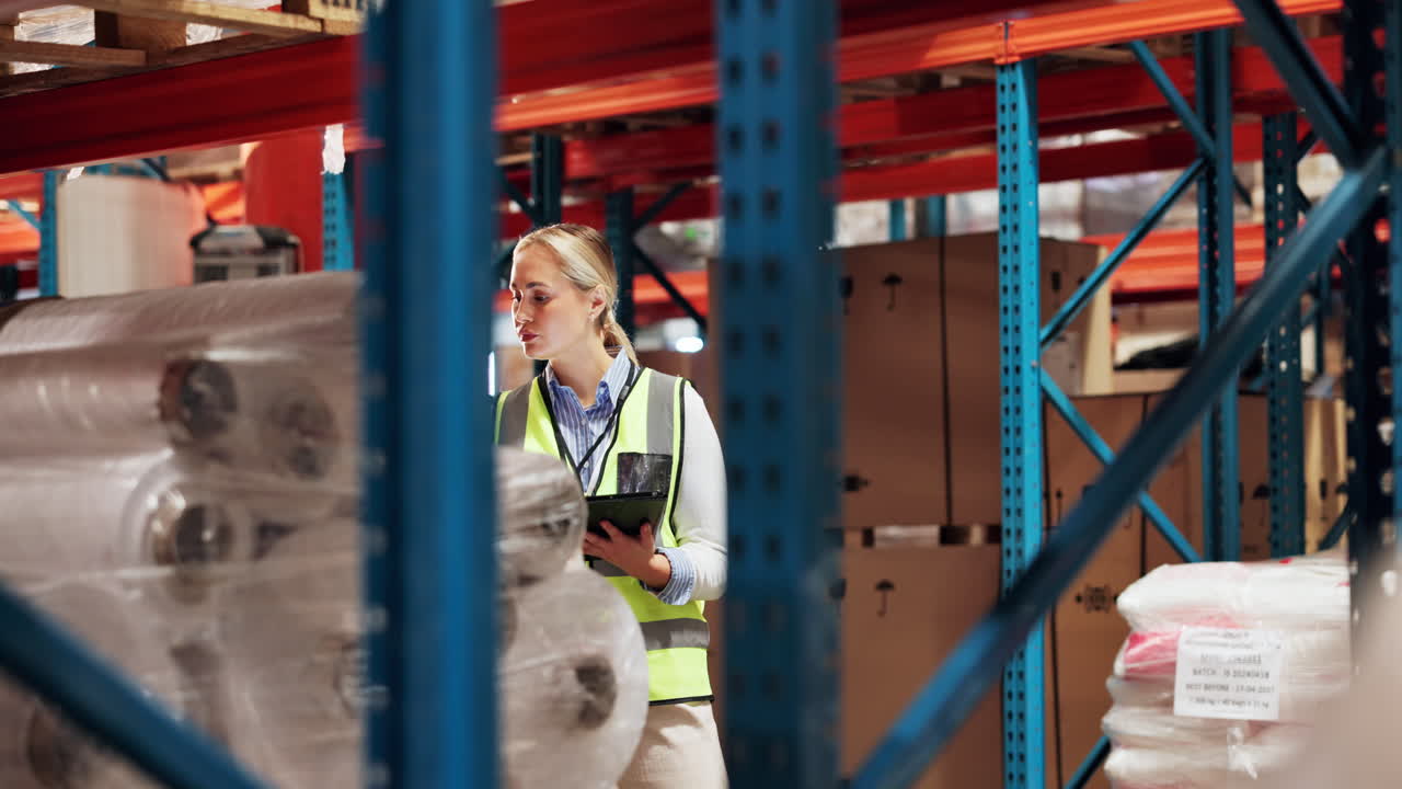 mujer trabajando en un almacén