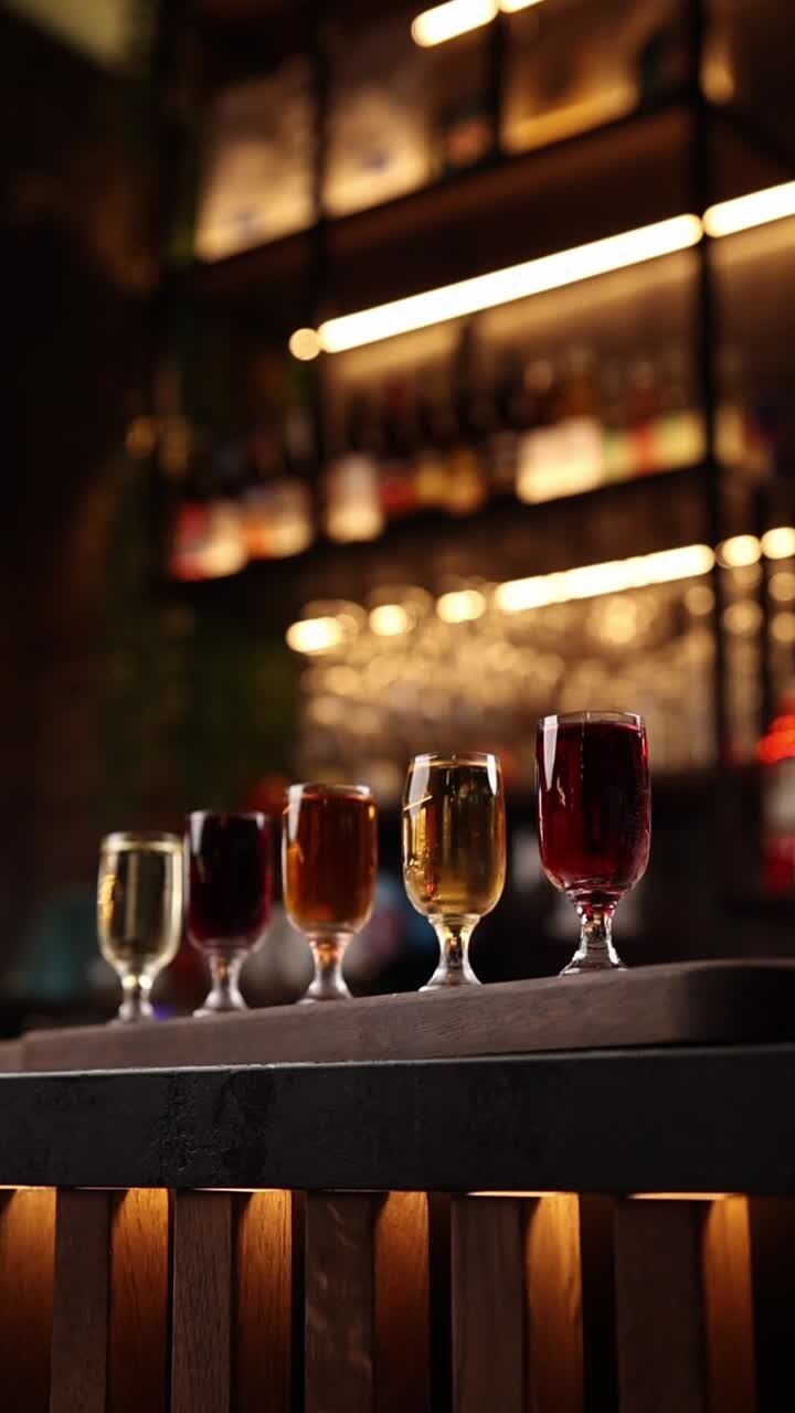 Varietà di cocktail su un bancone da bar