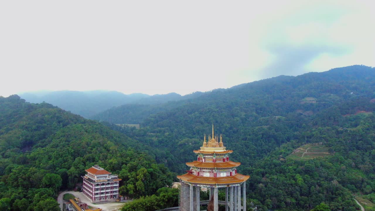 Drone Aerial Footage of the Magnificent Chinese Temple in Penang - Kek Lok Si (Ji Le Shi) Temple