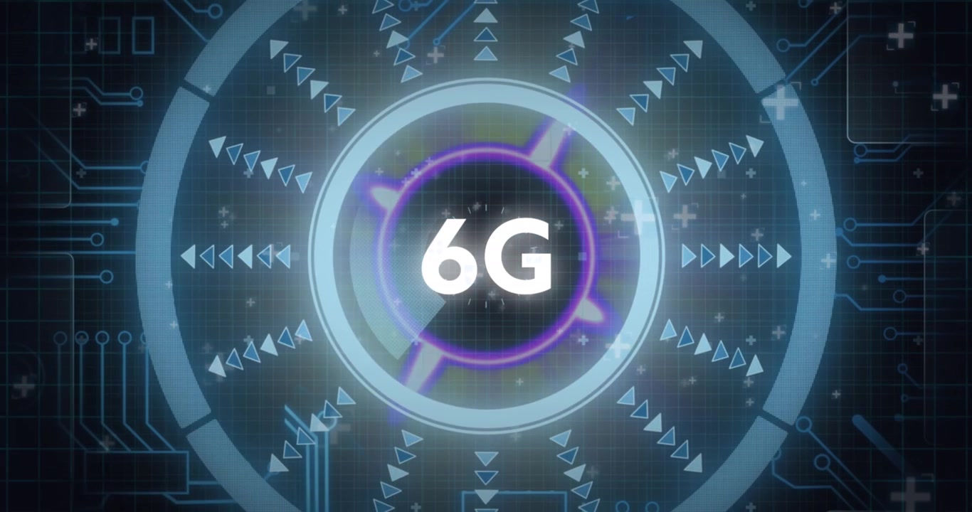 Animazione di interfaccia digitale della tecnologia di rete 6G.